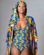 Sexy Printed Bodysuit Swim Suit With Cover Up Sets OLYF-6044