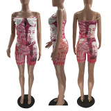 Sexy Printed Slim Fit Two Piece Short Sets MOF-6610