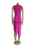 Fashion Folds Irregular Sexy Midi Dress WUM-2317 
