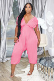 Solid V Neck High Waist One Piece Jumpsuits XYF-9089