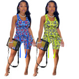 Casual Printed Sleeveless Two Piece Short Sets AWYF-L720