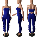 Sexy Solid Ruffled Tight Tube Jumpsuits YIY-5271