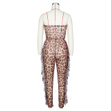Sexy Leopard See Through Tube Jumpsuit ZSD-095