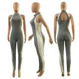 Fashion Casual Splice Sleeveless Jumpsuit DMF-8169