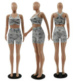 Sexy Camo Print Tank Top And Shorts Two Piece Sets LSF-9073