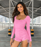 Casual Solid Color Long Sleeve Rompers YIDF-1293