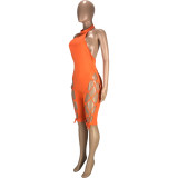 Fashion Sexy Solid Color Tie Up Backless Slim Fit Rompers MEI-9168