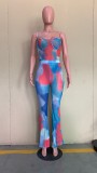 Fashion Sexy Mesh Print Bodysuit And Pants Two Piece Sets ORY-5187