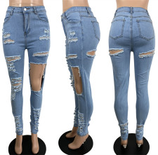 Plus Size Fashion Ripped Hole Slim-fit Jeans  LSL-6423