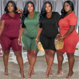 Fashion Solid Color  Plus Size 5XL Casual  Two Piece Sets WAF-7161