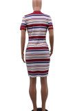 Casual Striped Short Sleeve Mini Dress CYA-8156