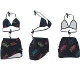 Letter Print Swimwear Bikinis 3 Piece Sets AL-243
