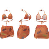 Letter Print Swimwear Bikinis 3 Piece Sets AL-243