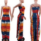 Fashion Tie-dye Print Camisole And Long Skirt Two Piece Sets TK-6170