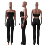 Solid Tube Top And Pant Two Piece Suits NIK-237
