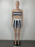 Sexy Striped Tube Top And Shorts 2 Piece Suits ML-7431