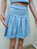 Solid Color Sleeveless Pleated Mini Skirt Two Piece Sets LSD-9121