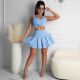 Solid Color Sleeveless Pleated Mini Skirt Two Piece Sets LSD-9121