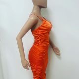 Sexy Spaghetti Strap Drawstring Ruched Mini Dress LSD-9102