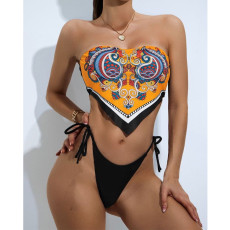 Sexy Printed Bandeau Bikinis 2 Piece Sets AWF-5854