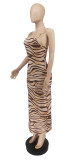 Sexy Leopard Spaghetti Strap Maxi Dress WSYF-5837