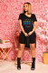 Letter Print Split T Shirt+Shorts Two Piece Suits ZNF-9061