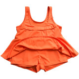 Solid Sports Tank Top CulottesTwo Piece Suits MEI-9158