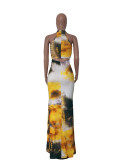 Sexy Tie Dye Print Sleeveless Long Maxi Dress WAF-5018