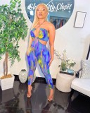 Sexy Tie Dye Hollow Out Backless Jumpsuit WUM-2148