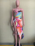 Sexy Printed Bodysuit Swimwear+Beach Skirt Sets Without Headscarf ORY-5189