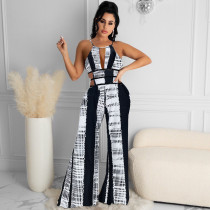 Sexy Printed Backless Wide Leg Jumpsuit MDF-5233