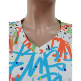 Graffiti Print T Shirt Shorts Two Piece Suits TR-1138