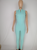 Plus Size Solid Sleeveless Zipper Bodycon Jumpsuits CL-6073