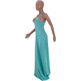 Plus Size Solid Spaghetti Strap Pocket Loose Maxi Dress ARM-8267