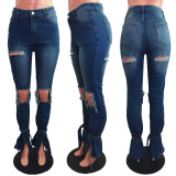 Plus Size Denim Ripped Hole Skinny Jeans Pants LX-6885