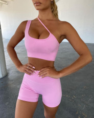 Solid Fitness Tank Top And Shorts 2 Piece Sets QY-5241