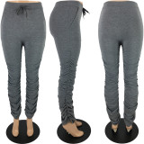 Casual Solid Skinny Stacked Pants MN-9302