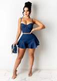 Fashion Casual Denim Camisole Culottes  Two Piece Sets BS-1266