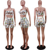 Cartoon Print Cami Top And Shorts 2 Piece Suits WY-6786