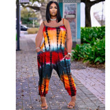 Tie-dye Print Spaghetti Strap Pocket  Jumpsuits NM-8359