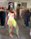 Sexy Printed Sleeveless Strap Ruched Jumpsuit WSM-2013