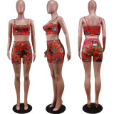 Cartoon Print Cami Top And Shorts 2 Piece Suits WY-6786