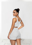 Solid Fitness Tank Top And Shorts 2 Piece Suits TR-1143