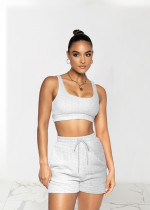 Solid Fitness Tank Top And Shorts 2 Piece Suits TR-1143