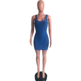 Solid Sleeveless Slim Mini Dress OMY-0011