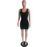 Solid Sleeveless Slim Mini Dress OMY-0011