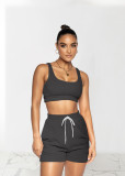 Solid Fitness Tank Top And Shorts 2 Piece Suits TR-1143