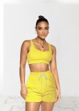 Solid Fitness Tank Top And Shorts 2 Piece Suits TR-1143