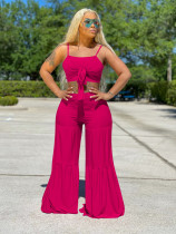 Sexy Solid Cami Top Wide Leg Pants 2 Piece Suits QYF-0265