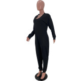 Plus Size Solid V Neck Long Sleeve Jumpsuits ARM-8278